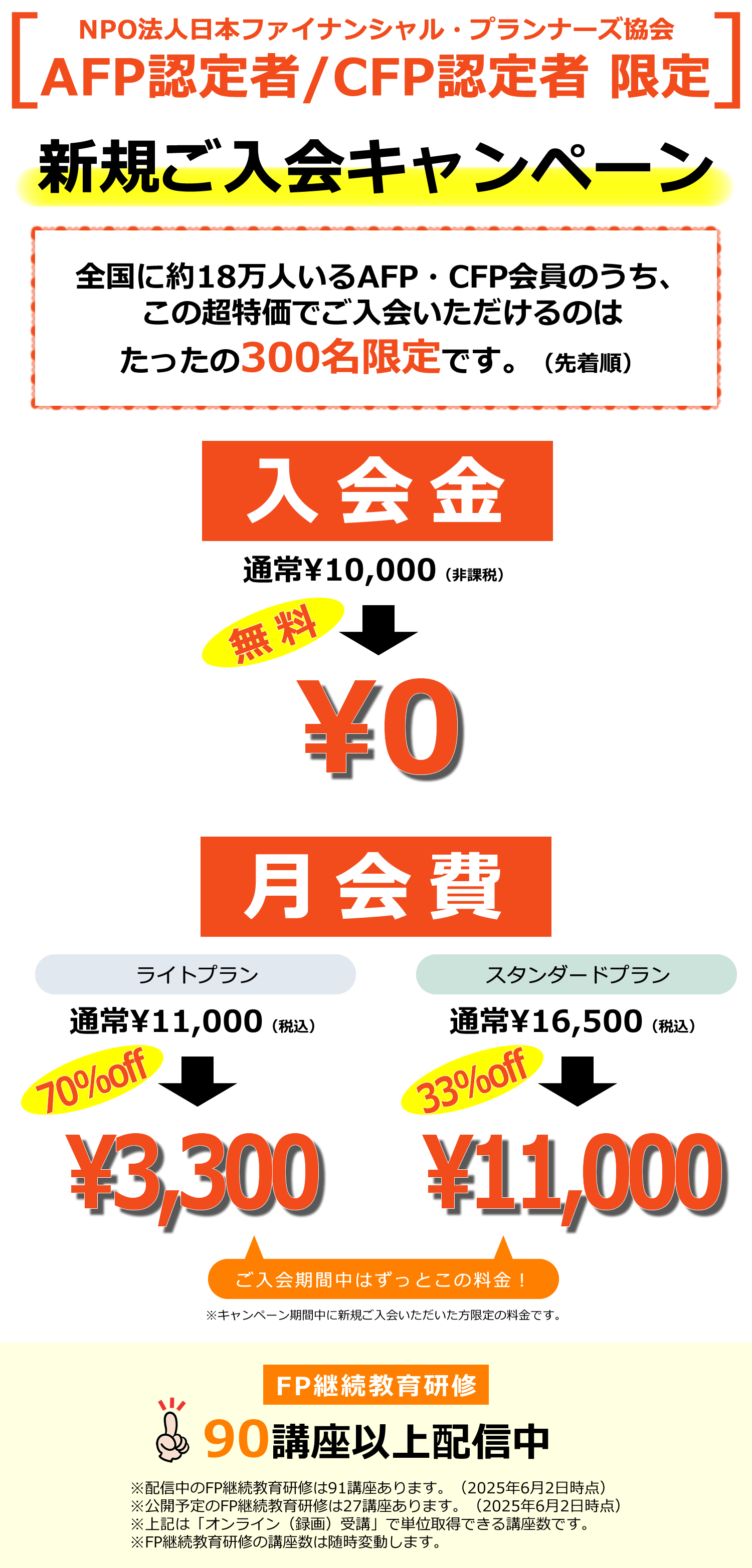 AFP認定者・CFP認定者 新規ご入会キャンペーン